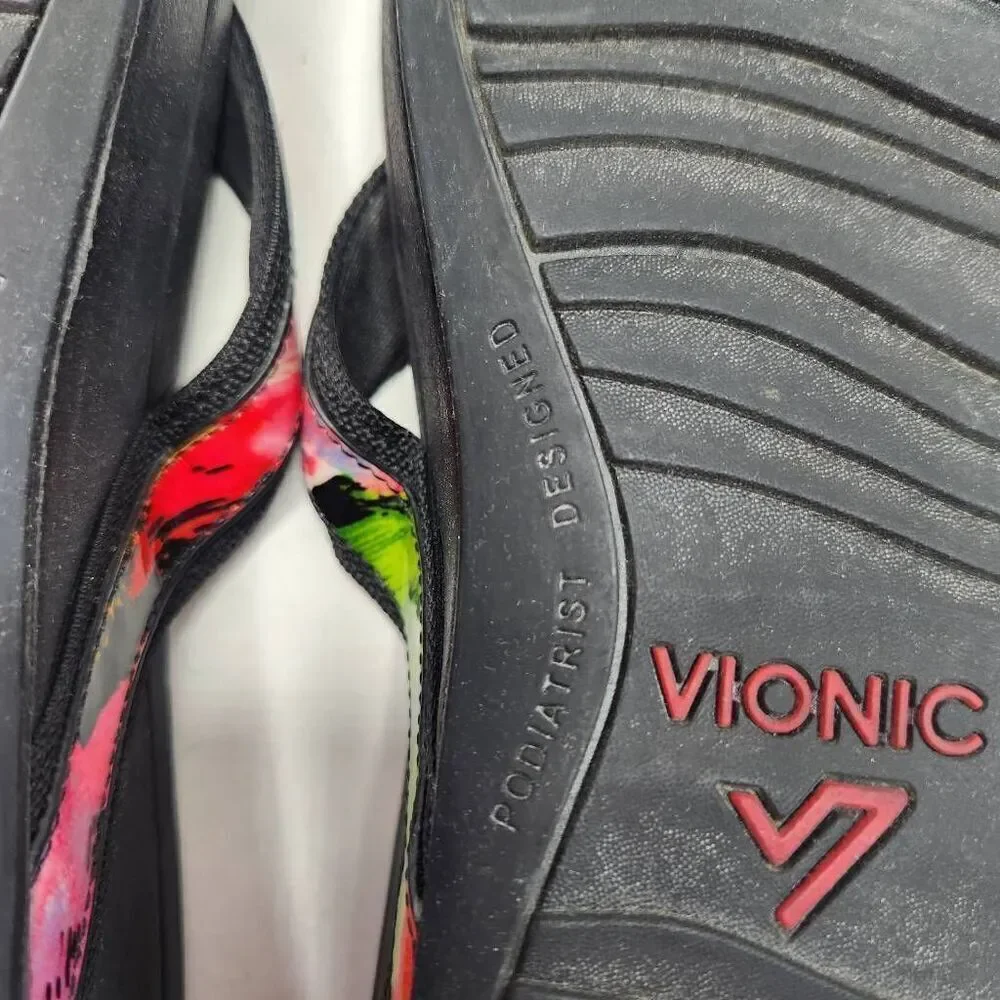 Vionic Womens Black High Tide Podiatrist Design Sandals Size 10 Flip Flop